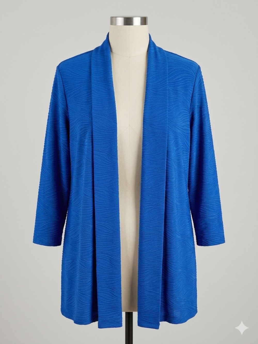 NWT Croft & Barrow Royal Blue Textured Jacquard Open Cardigan- 2X